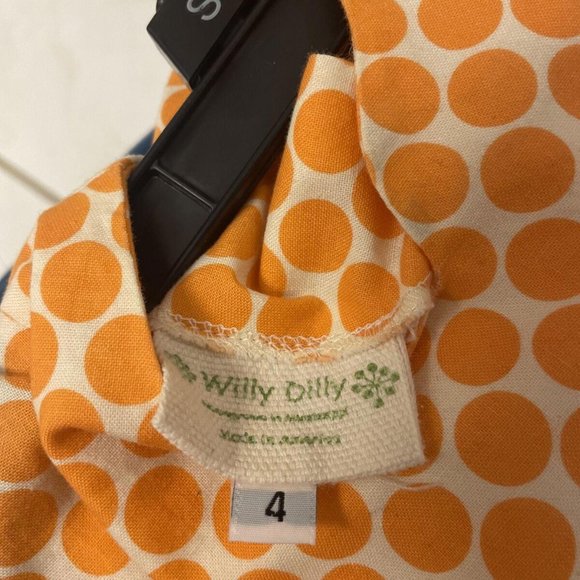 Willy Dilly Orange & Ivory Polka Dot. Size 4 Top With Adjustable Tie. Casual - Picture 6 of 8